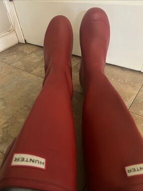 Hunter Tall Rubber Rain Boots in Red